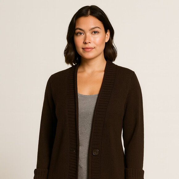 Carolyn Taylor Sweaters - Carolyn Taylor Women’s Brown Button-Front Cardigan Sweater – Size L